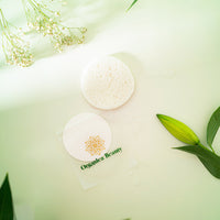 Éponge végétale humidifiée pour nettoyage doux du visage
