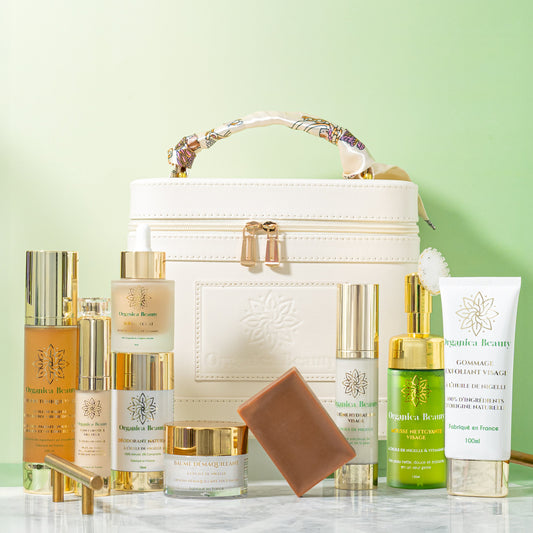 Vanity Rituel Organica Beauty avec 9 soins iconiques à la nigelle et miroir offert